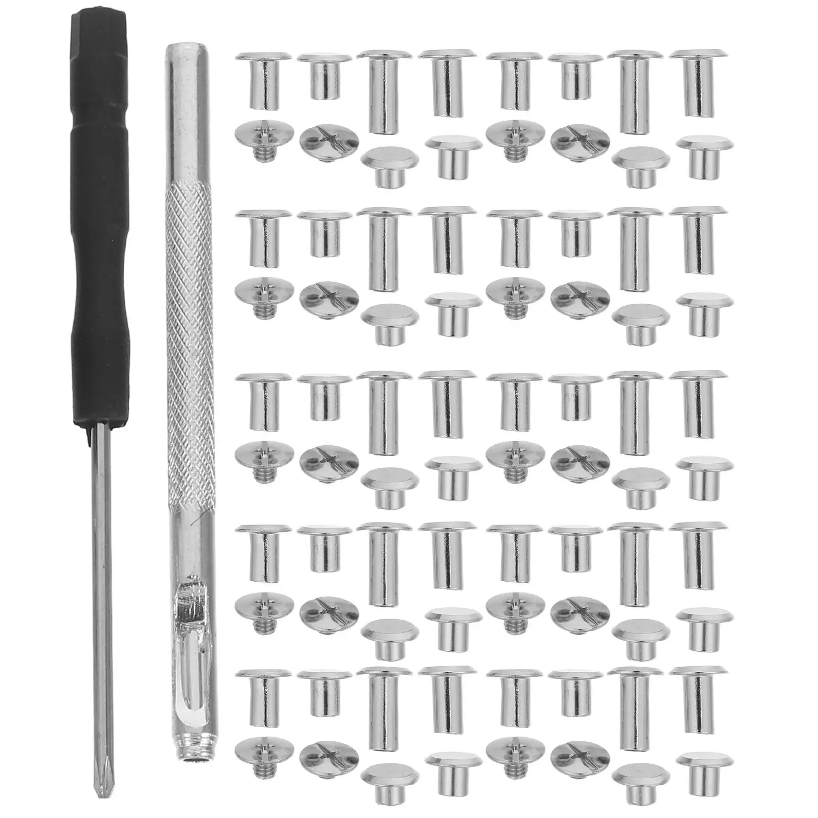 110Pcs Leathercraft Rivets Screw Assorted Metal Rivet Buttons for Belt Repair Pet Collar Punk Rivet Shoes Luggage