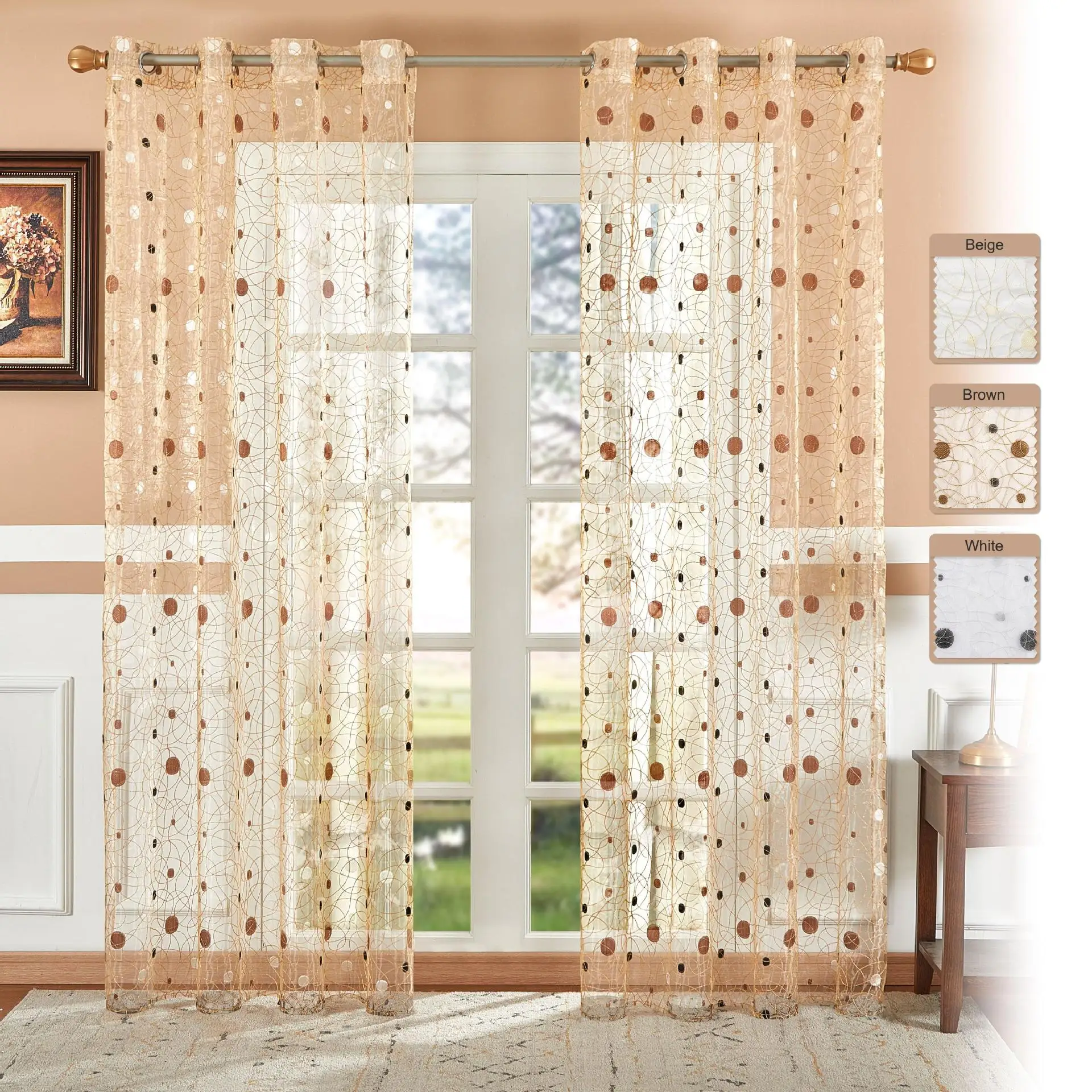 Luxury Custom Size French High-end Polyester Weaving Modern Simple Embroidery Living Room Bedroom Multi-color Yarn Curtains