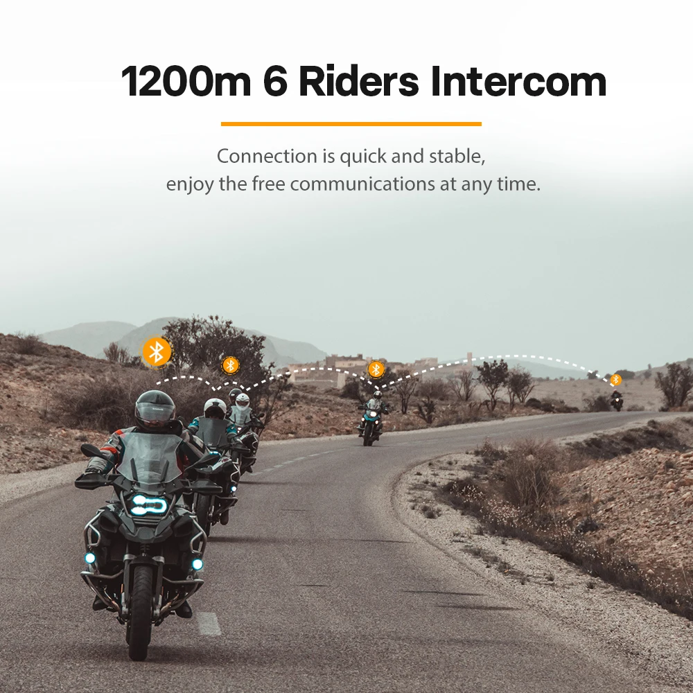 Freedconn Helmet Headset FG Motorcycle Bluetooth Intercom 12RidersIntercomunicador Moto Interphone BT5.1 Waterproof Biker
