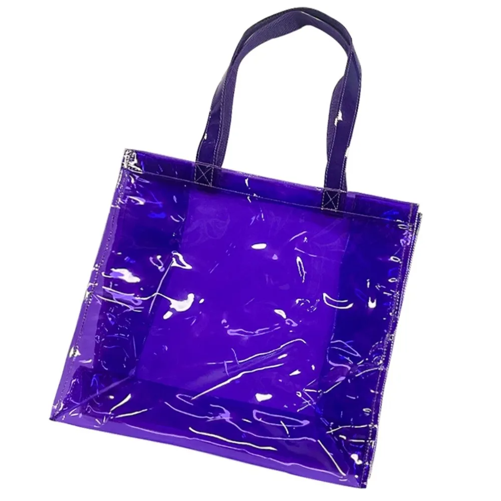 Transparent PVC Waterproof Tote Bag Reusable Clothing Eco Bag Fashion Portable Casual Women\'s Travel Shopping Bag Thick Handbag