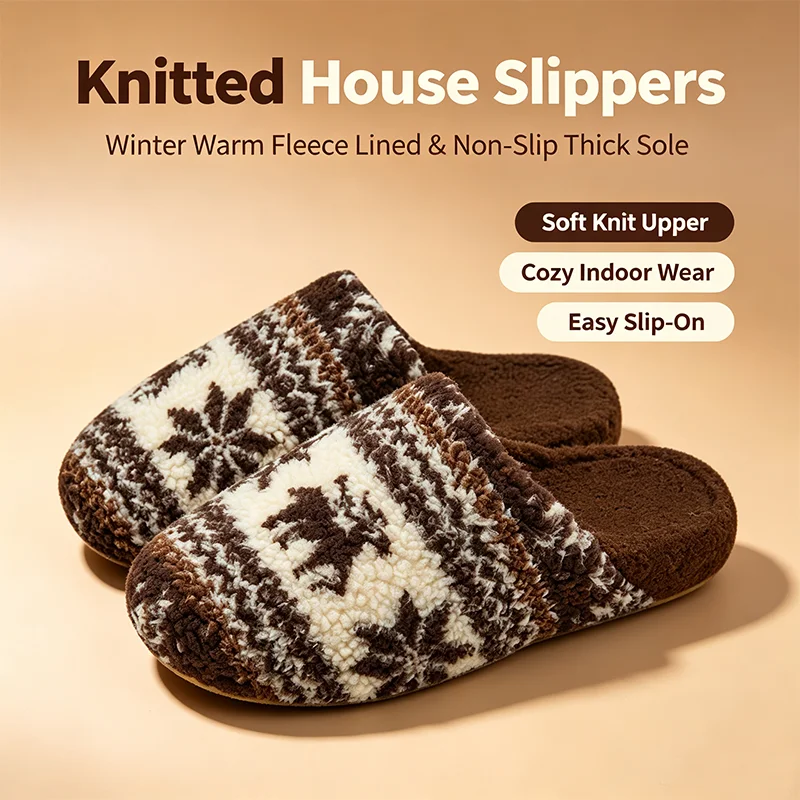 Cute Sheep Antibacterial Fuzzy Slippers Women Winter Warm Plush Non‑Slip Thick Sole Soft Indoor Home House Shoes