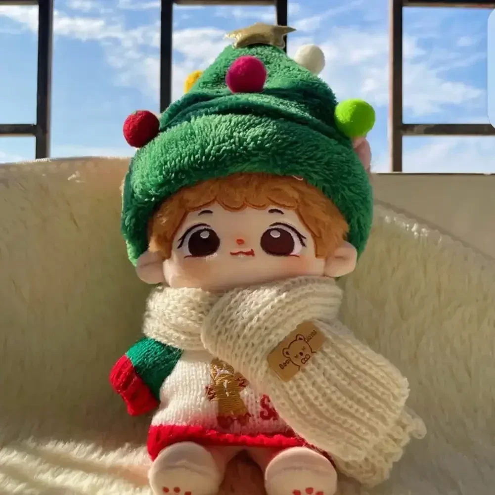 For Baby Three V3/20Cm baby clothes Christmas set gingerbread man sweater bear scarf three-piece set cotton doll cloth outfit