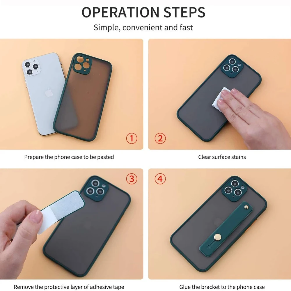 Banda para la muñeca, banda para la mano, agarre para el dedo, soporte para teléfono móvil, Push Pull, soporte Universal para enchufe de teléfono de Color liso para iPhone Xiaomi