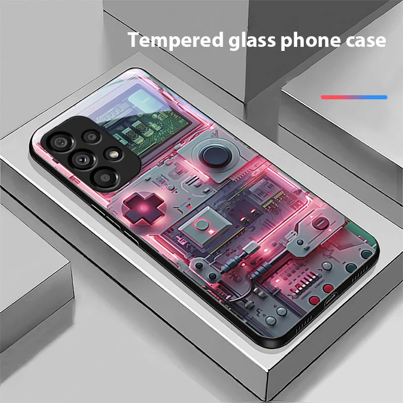 Recreational Machine For Samsung Galaxy S 8 9 10 20 Plus 21 FE 22 23 24 Ultra S7 Edge Black Tempered Glass Phone Case Hard Shell