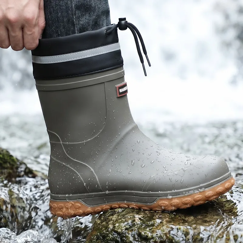 Bottes de pluie d'été pour le travail en extérieur, rehaussantes, à plateforme épaisse, imperméables, anti-huile, antidérapantes, pour la randonnée en rivière