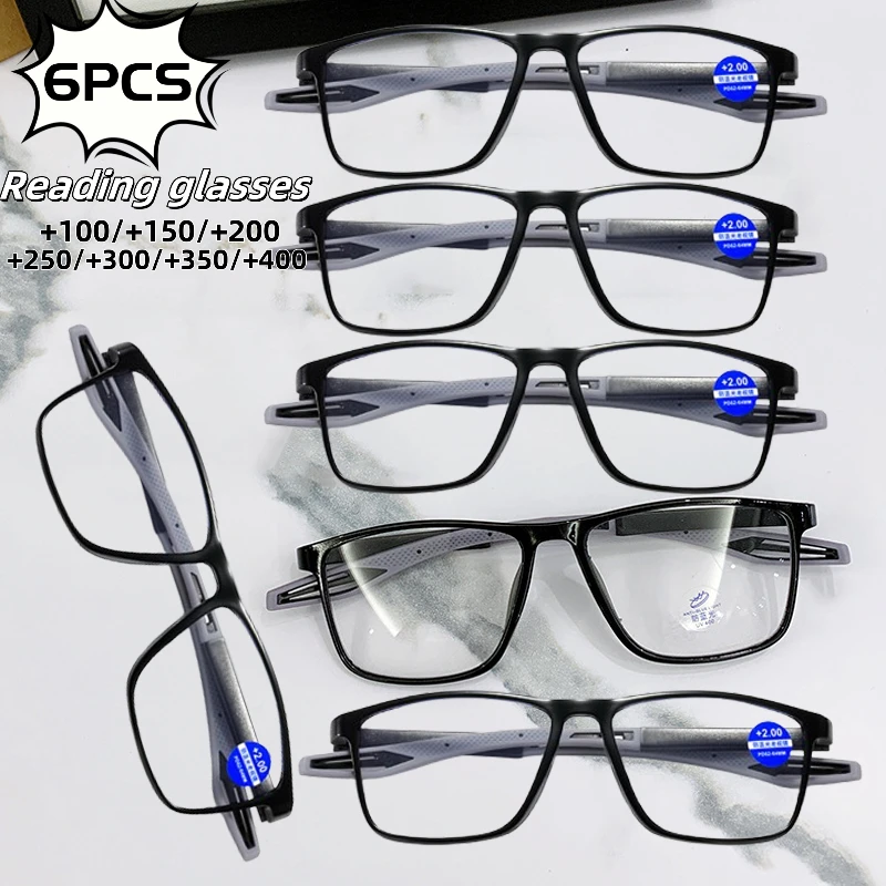 6PCS Männer Outdoor Sport Lesebrille Mode Frauen Presbyopie Lesen Brillen Brillen + 1,0 + 2,0 + 2,5 + 3,0 + 3,5 + 4,0