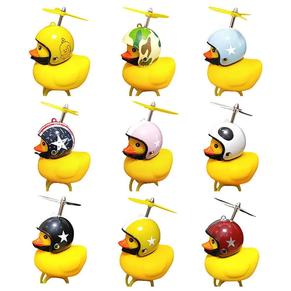 AliExpress NONE Rubber Duck Car Ornaments Small Yellow Duck Car Dashboard Decorations BIcycle Motorcycle with Propeller Helmet Without Lights