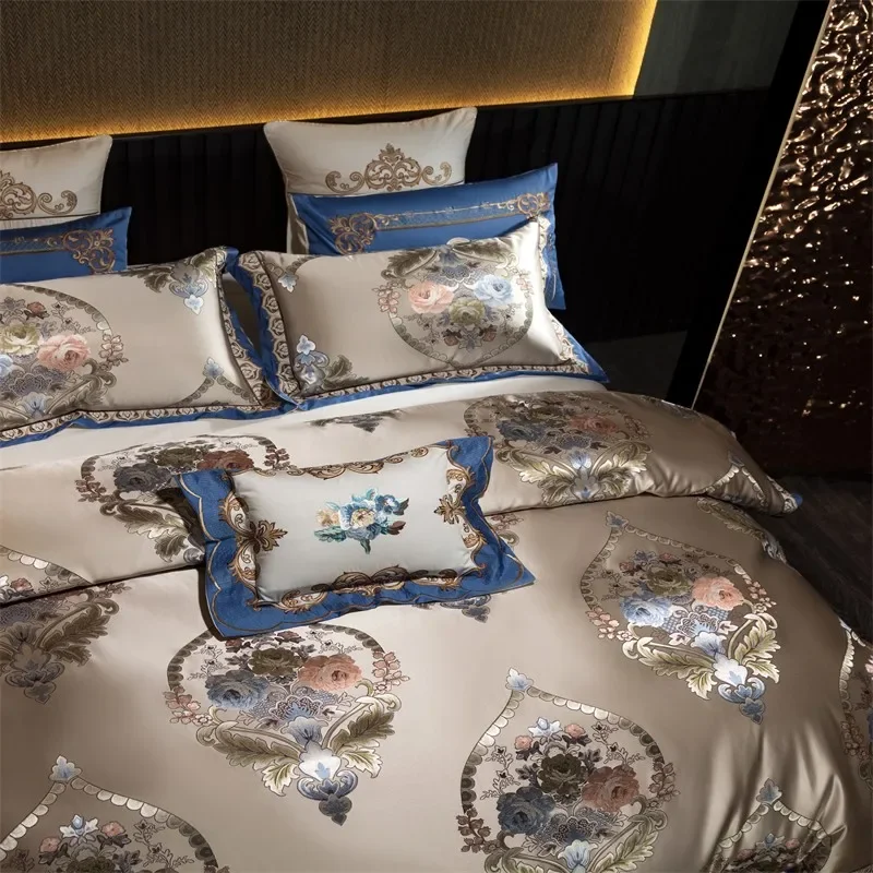 4/6/10Pcs Bedding Set Elegant European Damask Design Jacquard Weave Duvet Cover Quilted Cotton Bedspread Bed Sheet Pillow shams