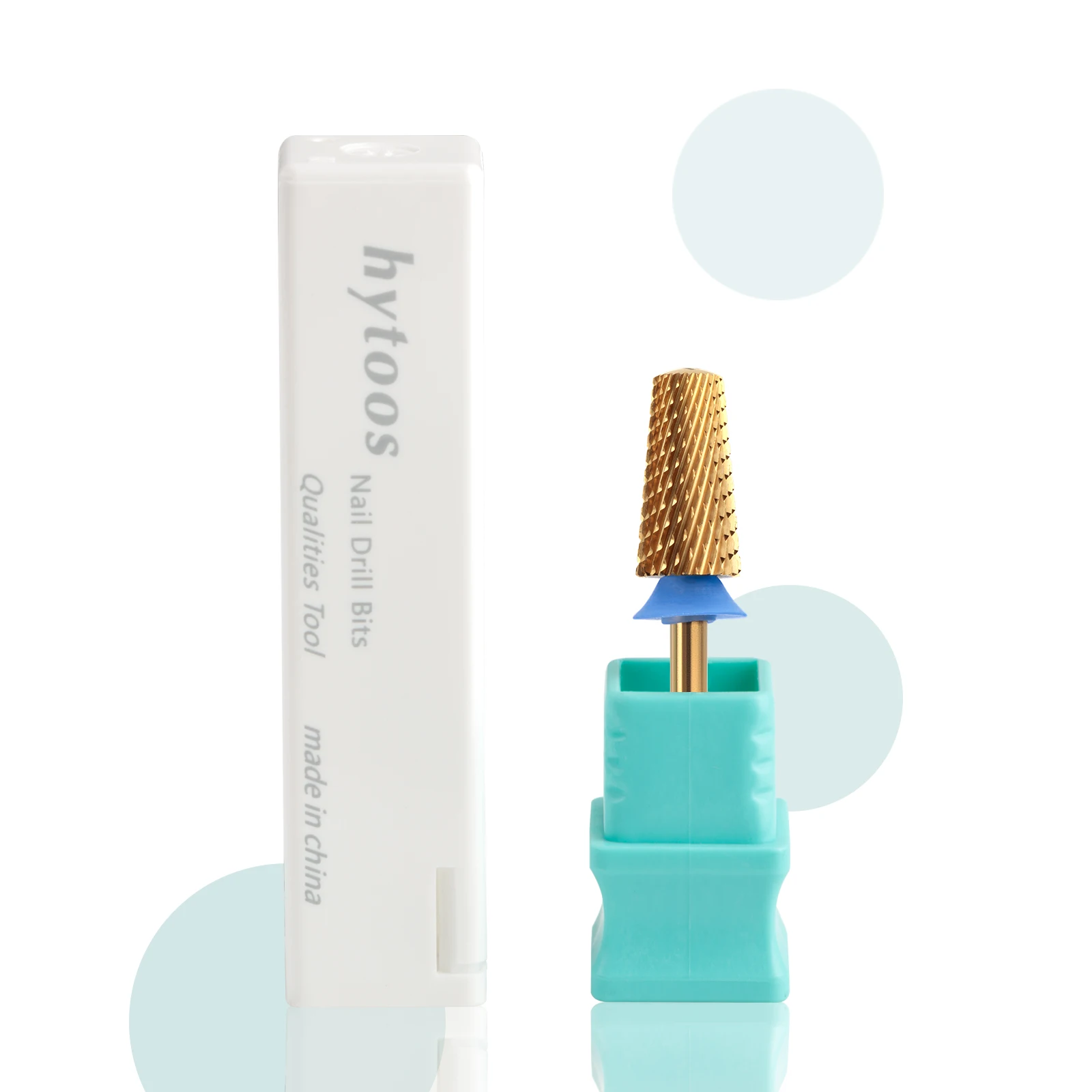 HYTOOS Medium Titanium ความปลอดภัยเรียวเจาะเล็บ Bits 3/32 คาร์ไบด์ Smooth Top Nail Bit ลบเจลเล็บเจาะอุปกรณ์เสริม To