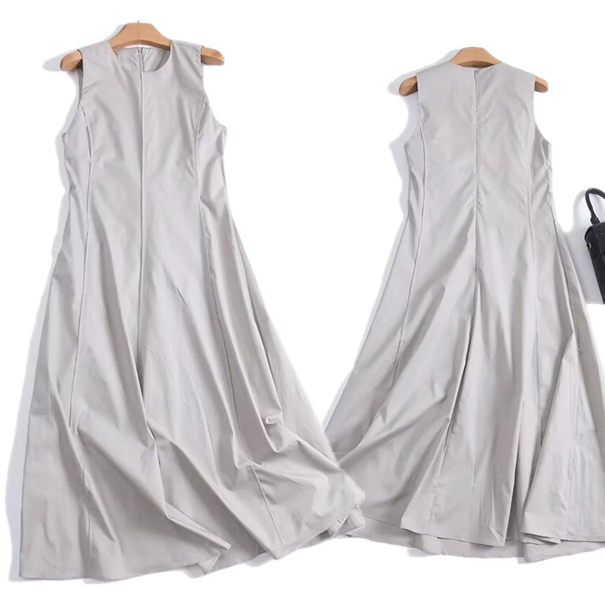 

Maxdutti Minimalist Women's Sleeveless Dress French Countryside Style Elegant Pure Cotton Dress Women Summer Party Dresses Vesti
