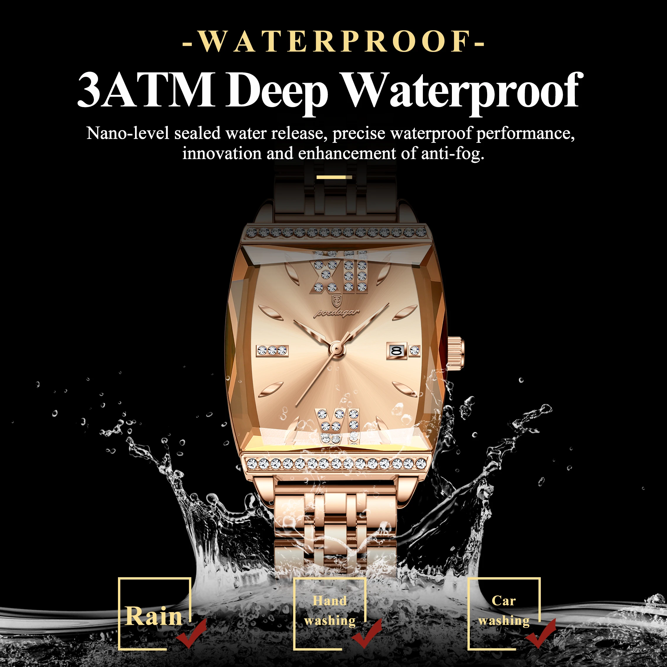 POEDAGAR 2025 ساعات نسائية عصرية وعالية الجودة للمواعدة، ساعات كوارتز نسائية أنيقة مقاومة للماء من الفولاذ المقاوم للصدأ #2