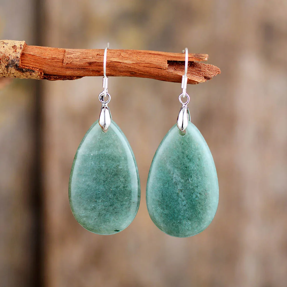 Luxury Women Teardrop Earrings Aventurine Drop Dangle Earring Elegant Lady Earring Jewelry Dropship Wholesale