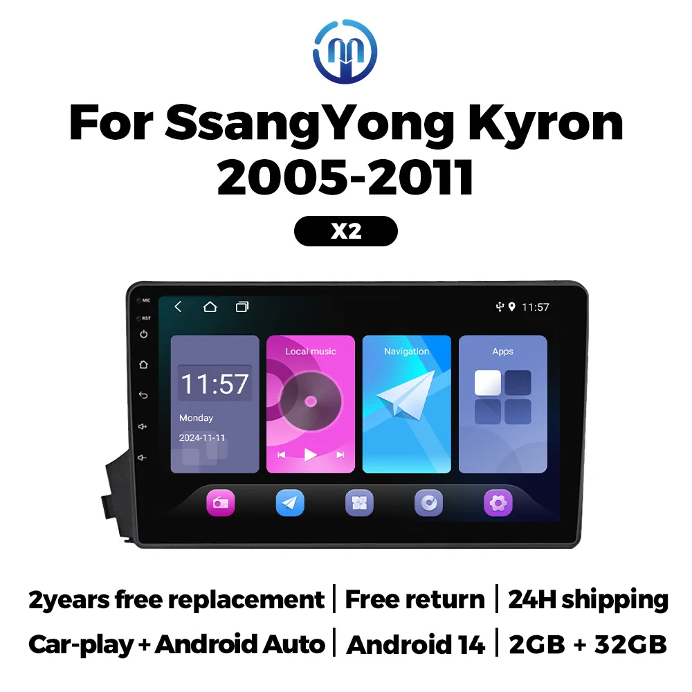 

Автомобильная магнитола NaviFly 32G Carplay Auto Android All In One для Ssangyong Actyon Kyron 2005-2011, интеллектуальные GPS-системы, 2Din стерео