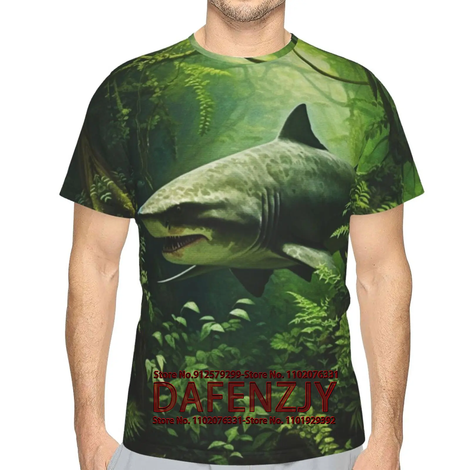 Men's Shark Graphic T-Shirt Personality Fashion Short Sleeve Shirts