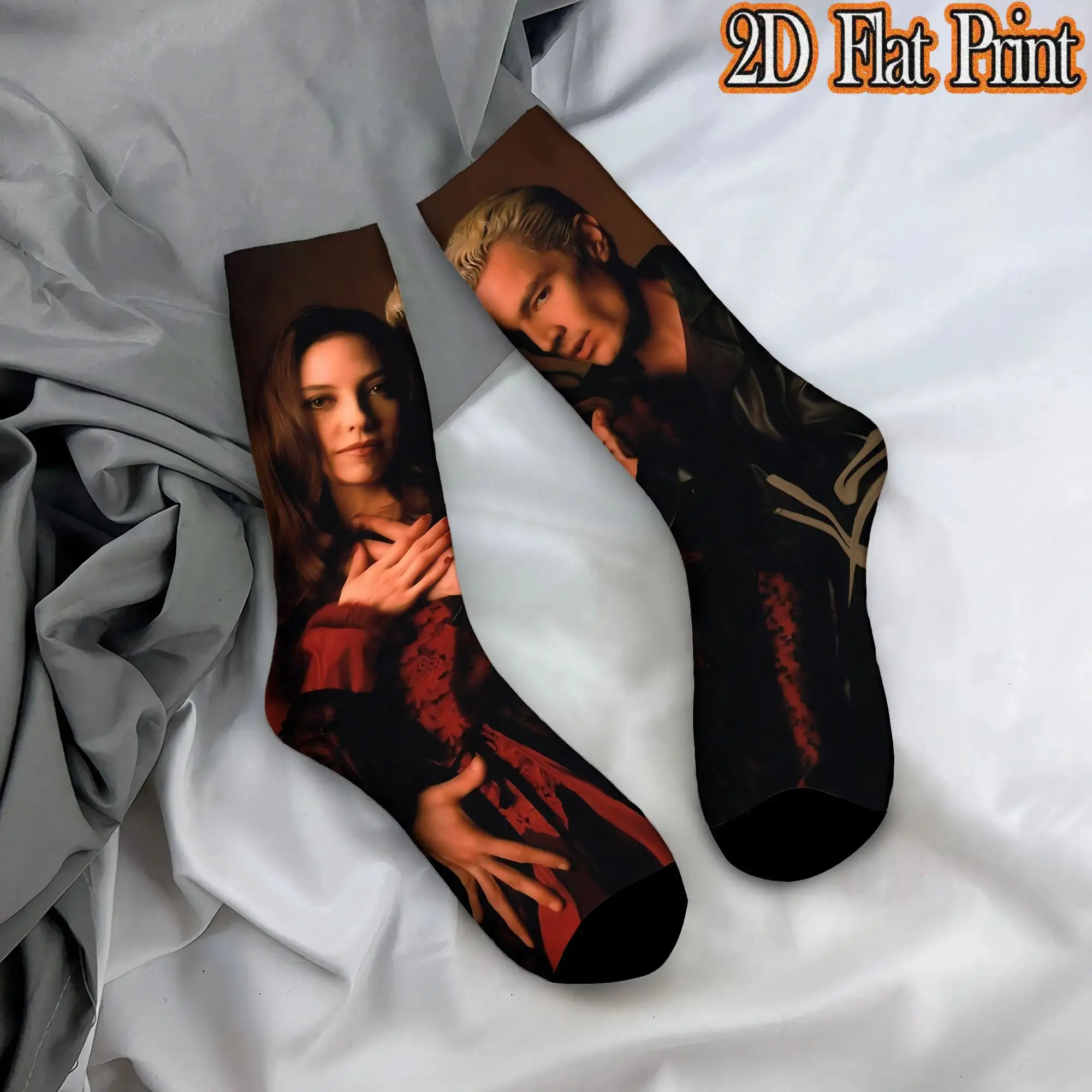 Vampire Slayer Buffy Retro  Hip Hop Novelty Pattern Mid Tube Winter Sock Sports Socks