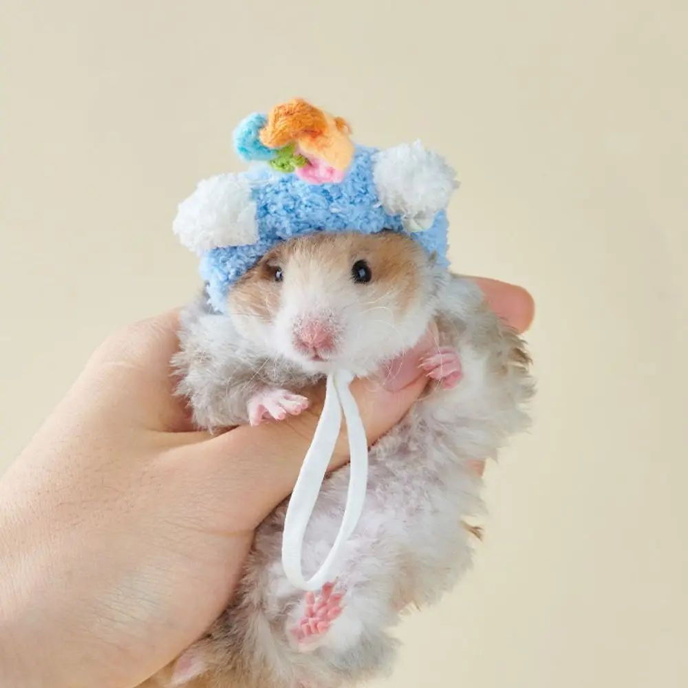 Decorative Hamster Wool Hat Soft Breathable Crochet Knitted Hamster Hat Adjustable Mini Pet Hat For Birds Rat Guinea Pig