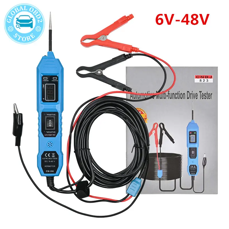 Automotive Electric Circuit Tester 6V-48V Car Power Voltage Circuit Probe Kit LED Digital Display with a 4.5m Long Cable