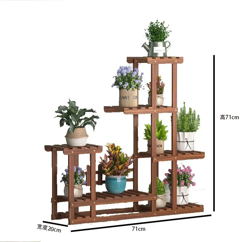 Multi Tier Solid Pine Plant Stand Indoor Outdoor Flower Pot Rack Succulent Display Shelf Home Garden Organizer