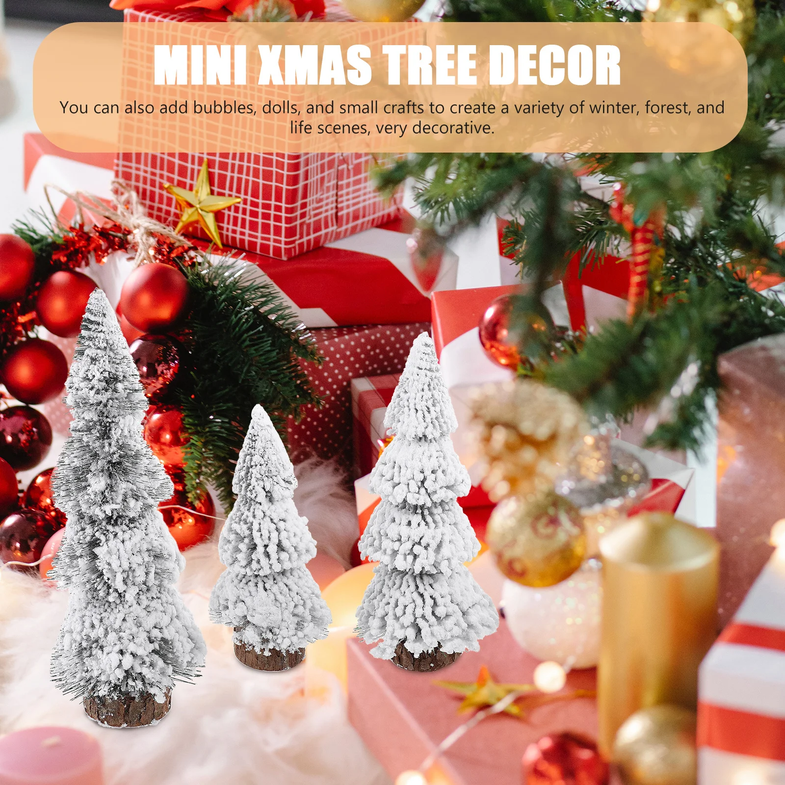 

3pcs Mini Christmas Tree Tabletop Decor Artificial Xmas Trees Holiday Home Decoration Desktop Ornament Festival Scene Miniature
