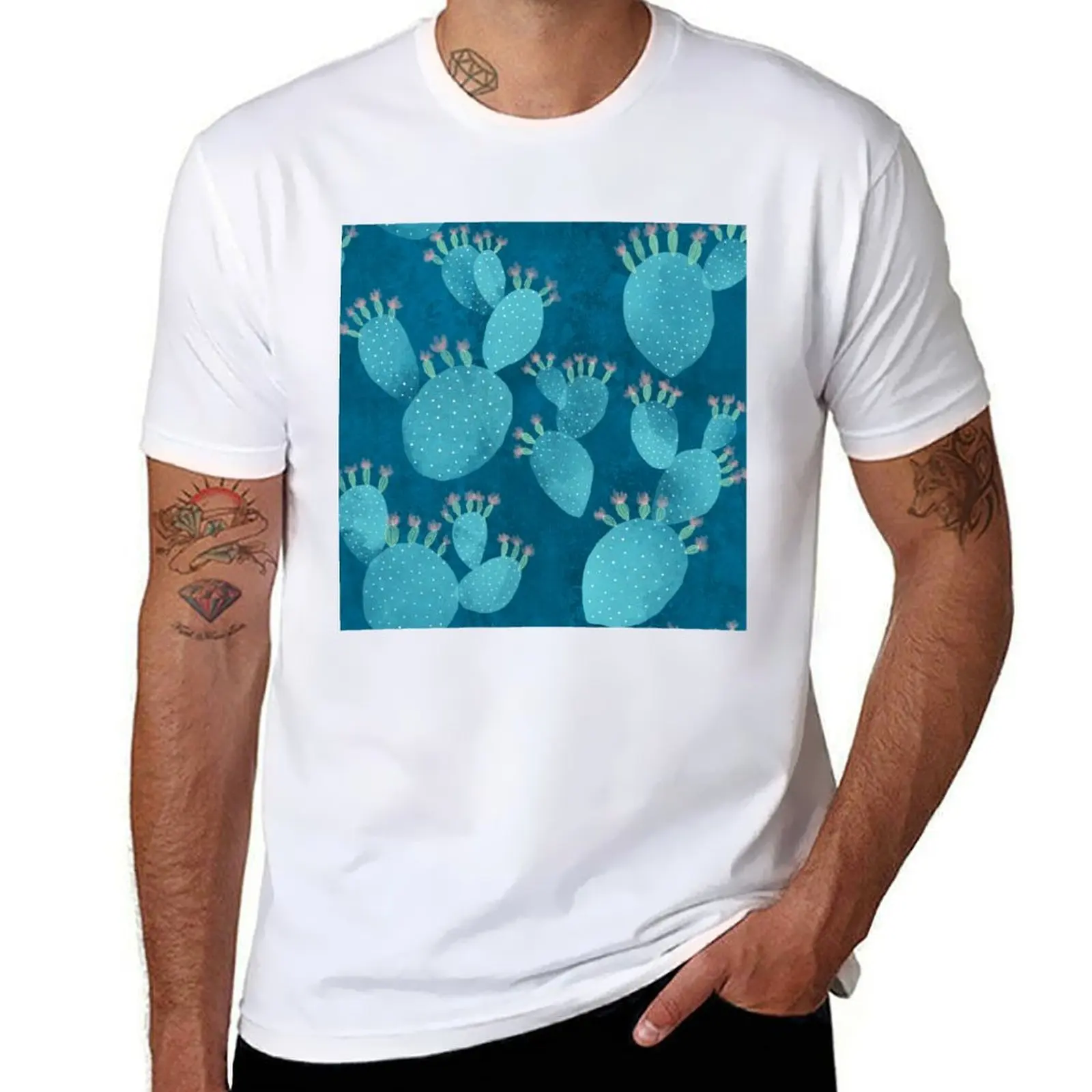 

Blue cactus T-Shirt anime t shirts for man t shirts for man graphic vintage T-Shirt