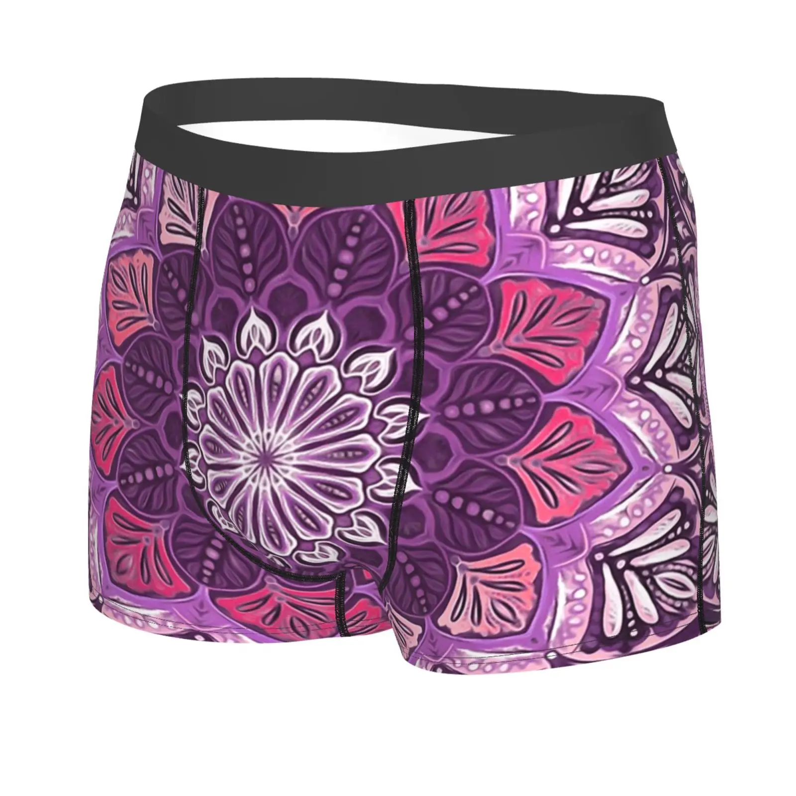 Boho Mandala in Deep Purple Print Men Underwear Boxers Men Novelty Underpant Breathable Printed Male Underpants Man Boxer Briefs