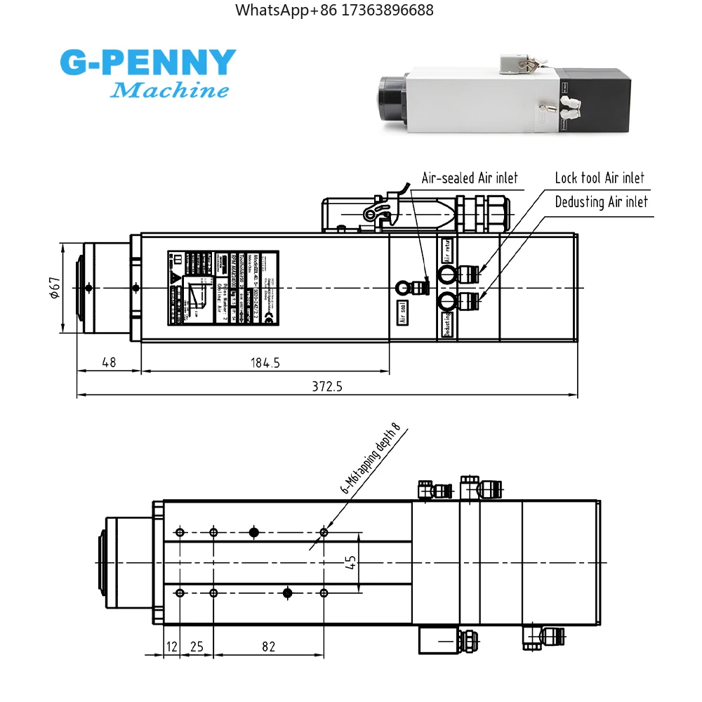 G-Penny 2.2kw ISO20 ATC Spindle Automatic Tool Change Spindle 220v Air Cooled Instead of 2.2kw ATC GDZ Woodworking