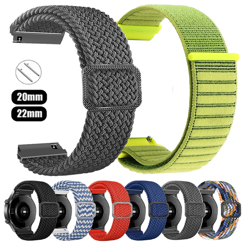 Correa de nailon de 20 a 22mm para Garmin Vivoactive 4 5 6 Forerunner 55 255 265 570 Correa de reloj inteligente para Garmin Venu 4 3 2 Sq2 Correa