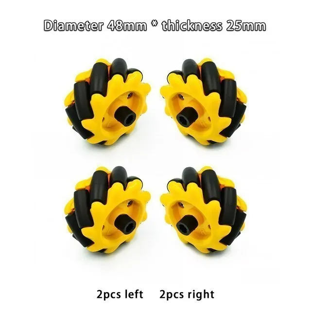 Roue Omnidirectionnelle 48 Mm – Paire Gauche/droite – ABS Et Caoutchouc – Pour Robot Mecanum, Châssis Intelligent, Kits STEM – Facile à Assembler !