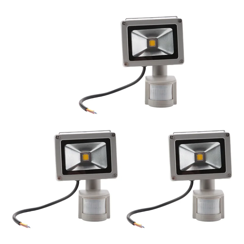 

ABKQ-3X Теплый белый светодиодный прожектор Прожектор со светодиодной подсветкой и датчиком движения PIR (10 Вт)