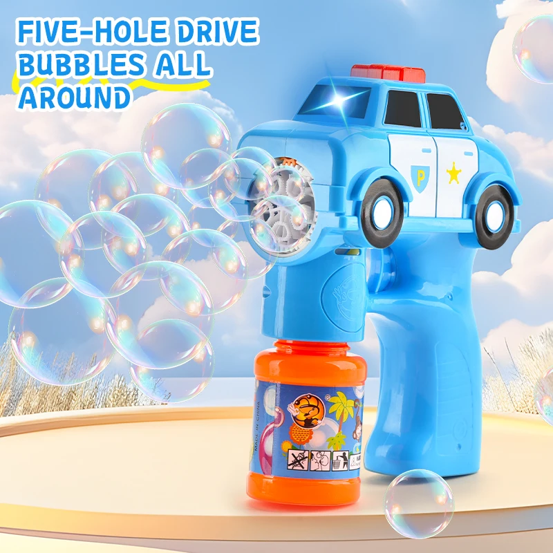 Automatic Bubble Machine, Police Car Design, Multi-hole, Kids Outdoor Play, Birthday Gift