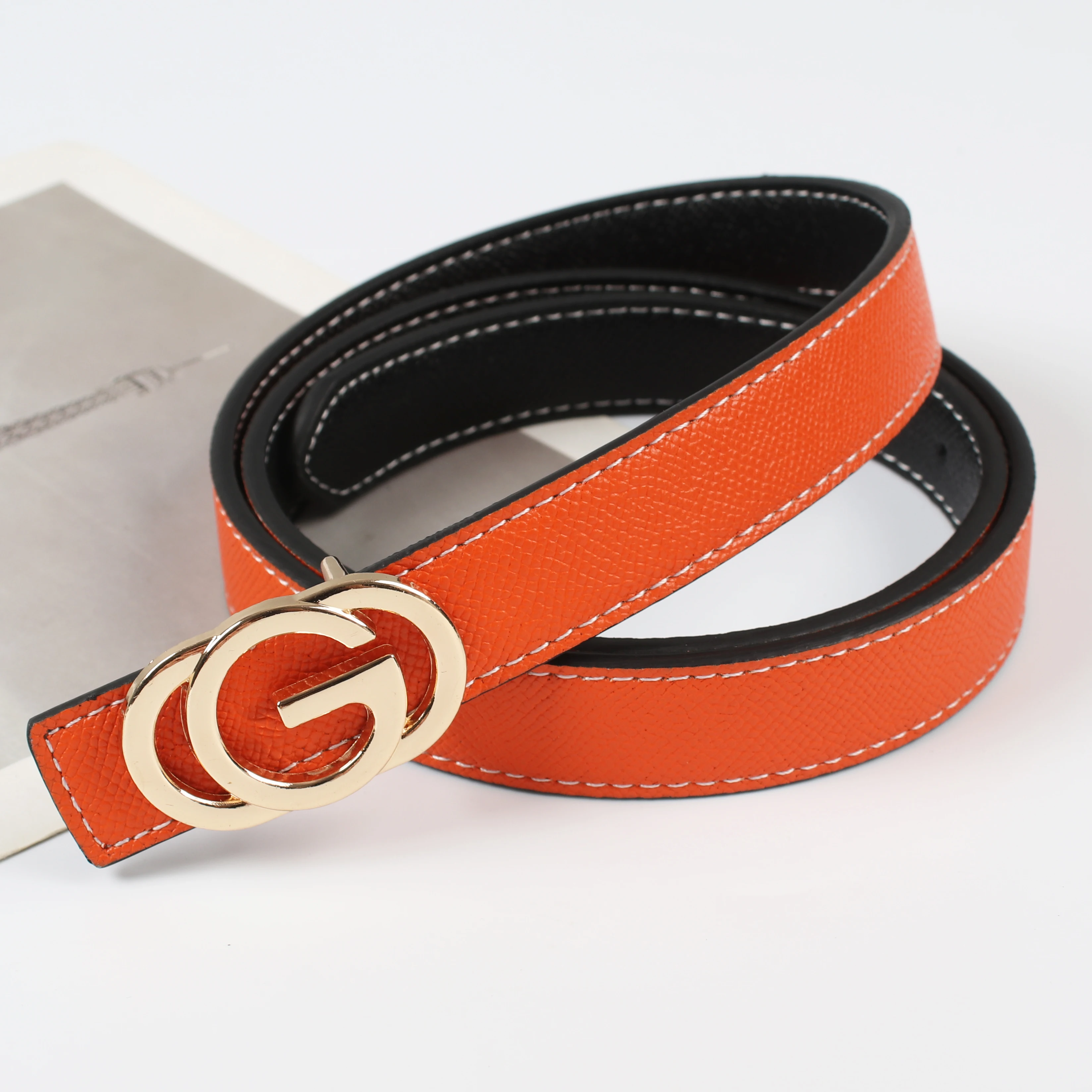 Neue frauen Reversible Verwenden Glatte Schnalle Hohe Qualität 2,3 cm Echtes Leder Gürtel frauen Mode Trend Vielseitig dekorative Kuhh – Detail 1