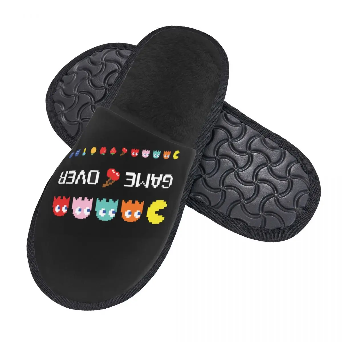 Custom Print Women Vintage Arcade Game Over House Slippers Cozy Warm Memory Foam Fluffy Slipper Indoor Outdoor Shoes