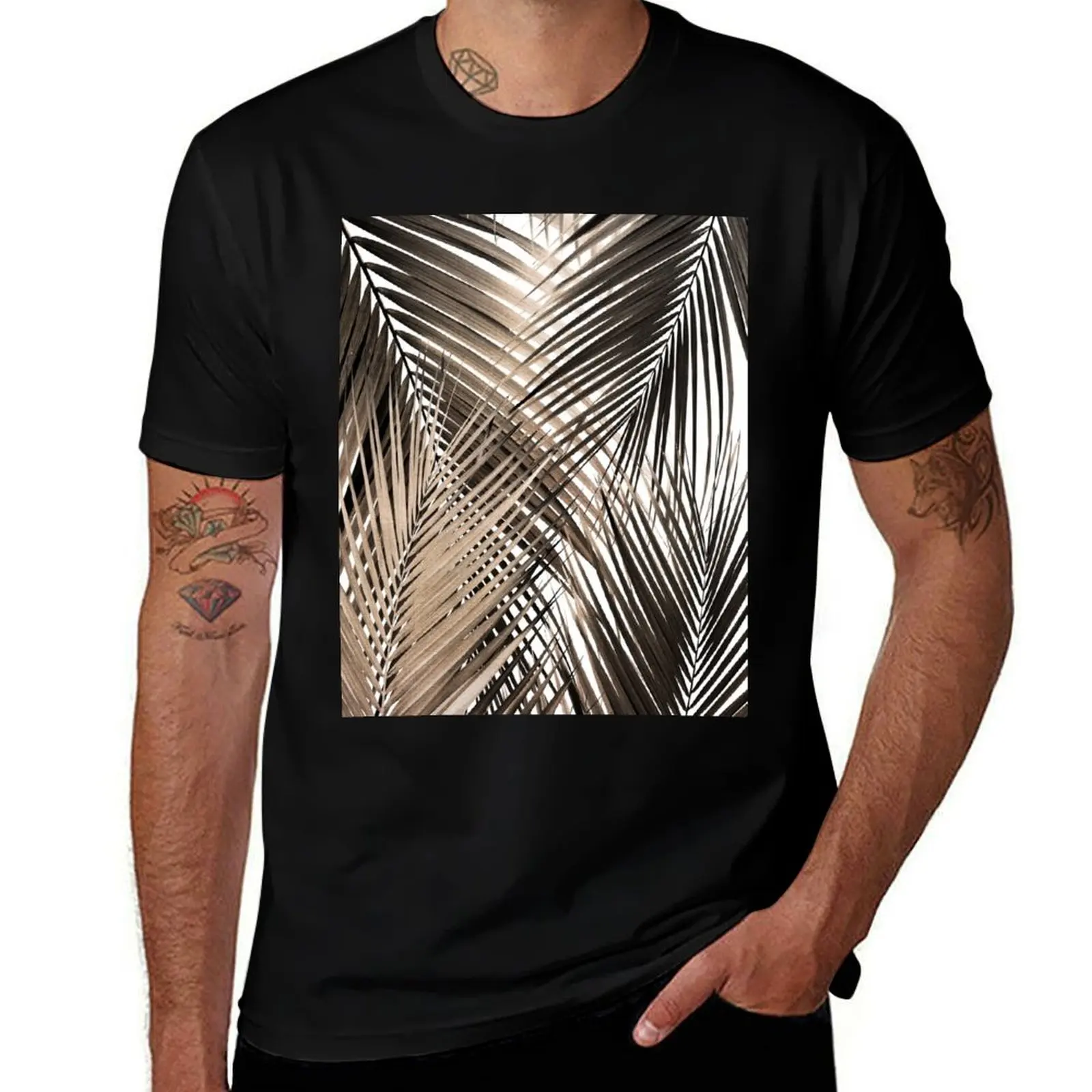 Golden Brown Palm Leaves Dream - Cali Summer Vibes #1 #tropical #decor #art T-Shirt Basic Breathable Solid Color T-Shirt