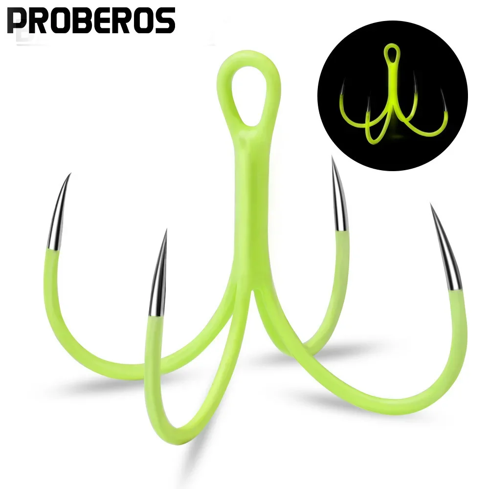 

PROBEROS Night light four without barbed iron plate hook 16 # 18 # claw fork hook squid hook 10 pieces/box