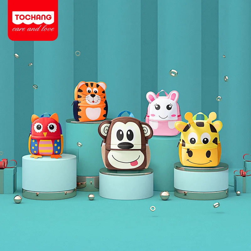 Cartoon Animals 3D Owl Kids Backpacks for Boys Girls Neoprene Children School Bags 2-5 Years Old Kindergarten Students Schoolbag