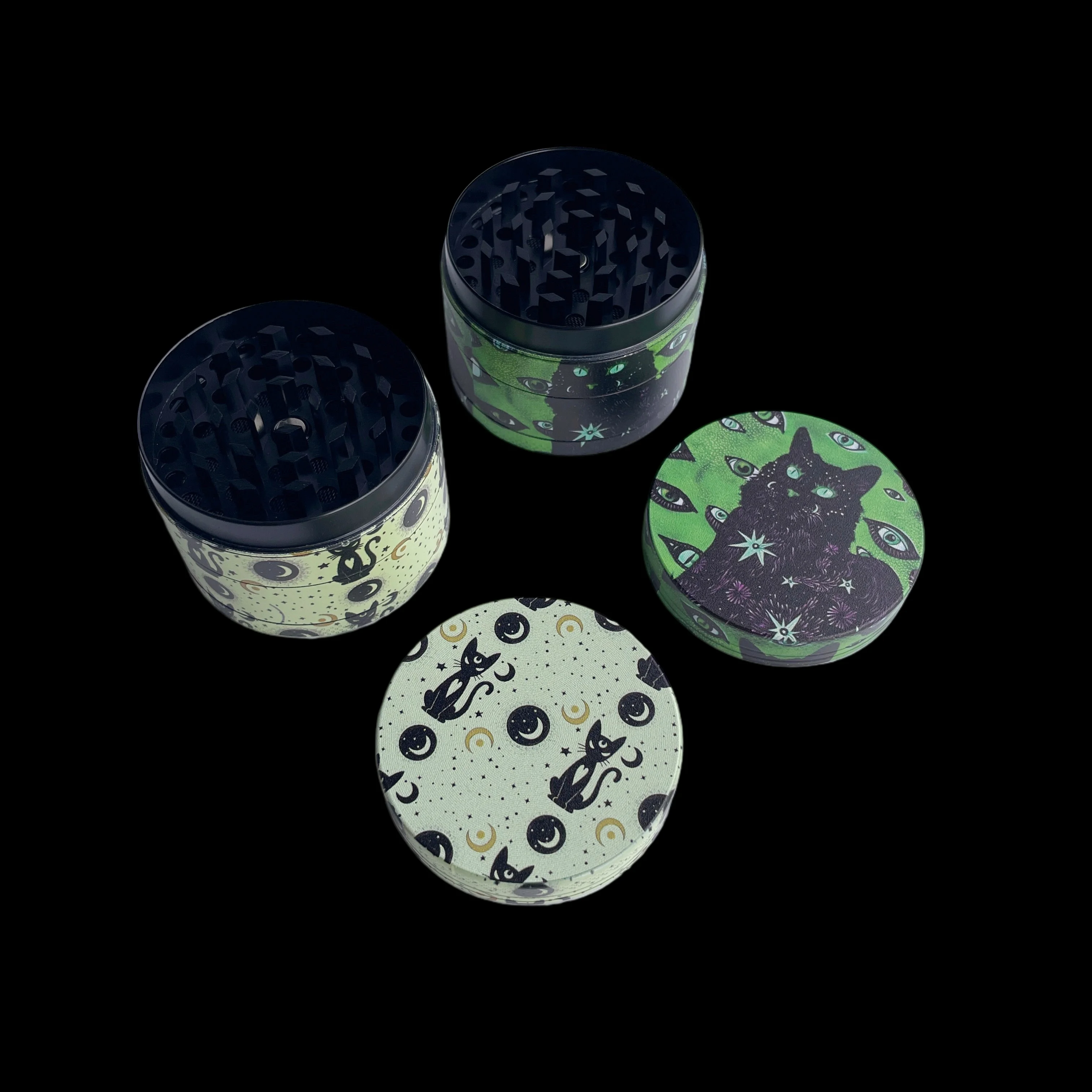 2inch/50mm Black Kitten Metal Herb Grinder Smoking Accessories
