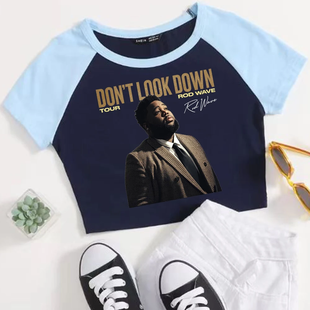 Rod Wave Dont Look Down Tour 2026 Crop Raglan Tee Rod Wave Music Merch Streetwear Crop Tee