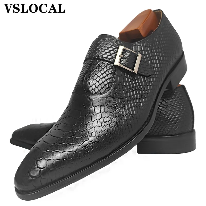 

Luxury Men's Loafers Snake Print Formal Dress Men Casual Shoes Black Blue Monk Office Wedding Loafers Leather Shoes Men