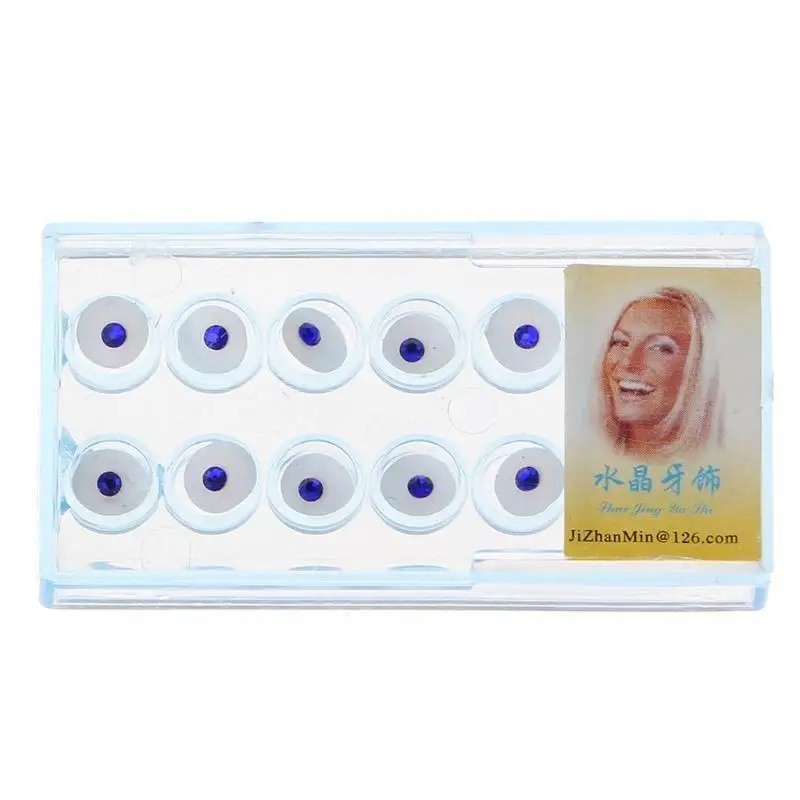 P9FE 10x/ Box 2mm Crystal with Box Tooth Ornaments for Tooth Nails Makeup Decor