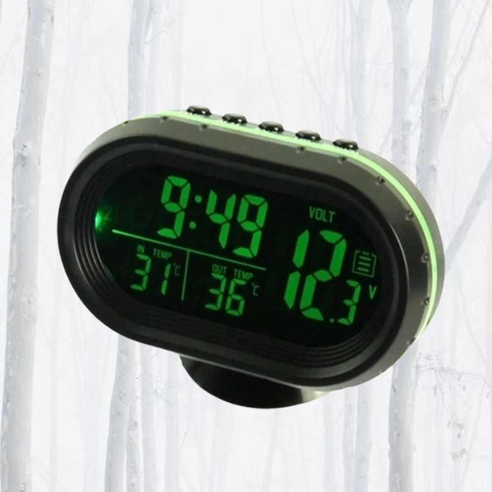 

Car Dashboard Clock Digital Lcd Time Calendar Table Kickstand High Definition Easy Install Fits Vent Adhesive Tape Green Durable