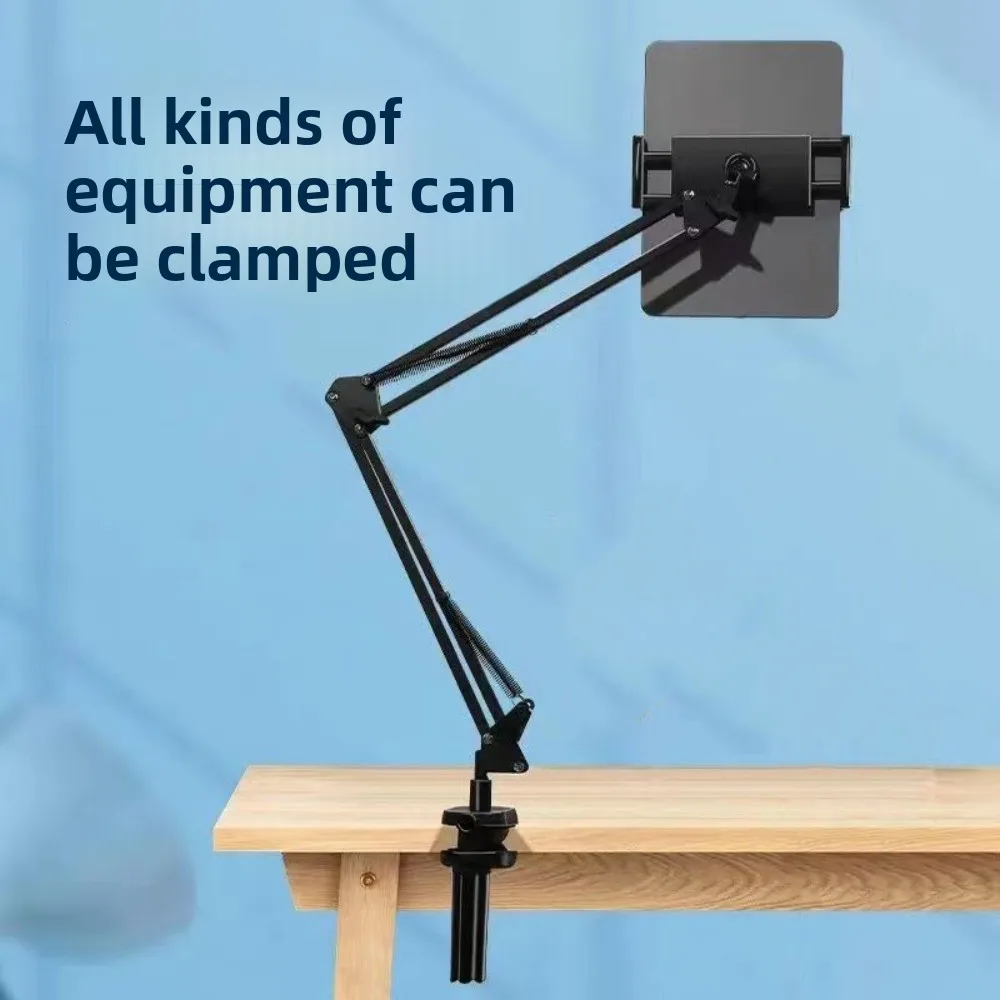 360 °   Uniwersalny, obrotowy uchwyt na tablet z długim ramieniem, elastyczny klips do telefonu/tabletu, mocowany do biurka.