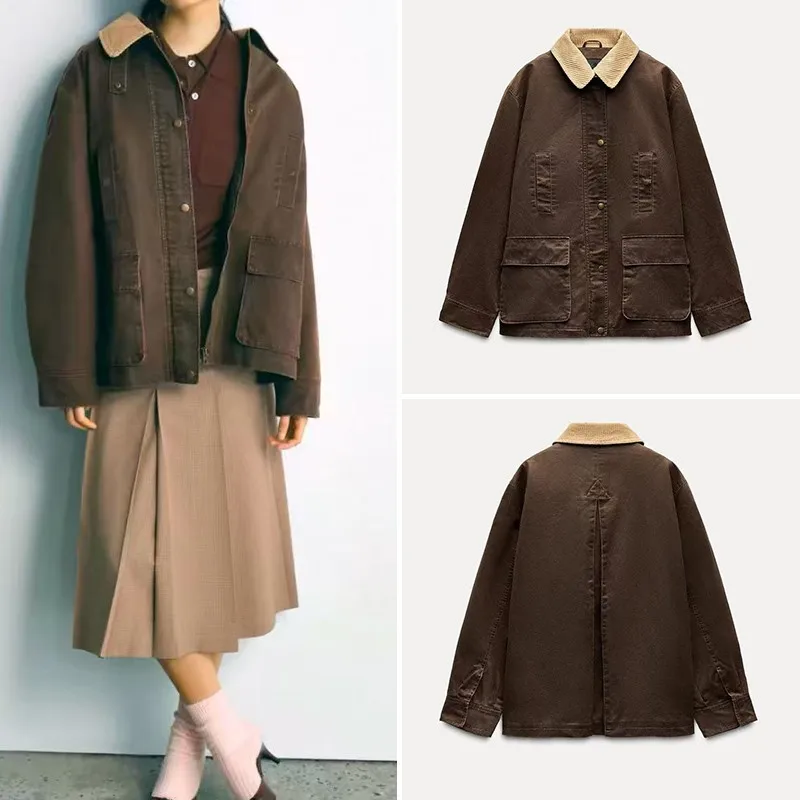 

Spring 2025 Women's Workwear Long Sve Collared Jaet Outerwear Z Polyester Fiber New Sle 599 Cabinet