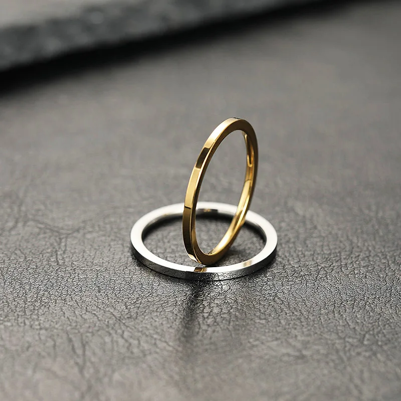 

2mm Classic Simple Stainless Steel Ring for Men and Women Fashion Punk Couple Ring Wedding Party Jewelry Accessories