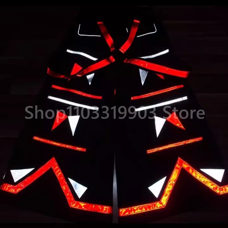 New Style Red White Reflective Strip Night Vision Pants Shuffle Ghost Dancing Pants Luminous Death Trousers Teens Clothing