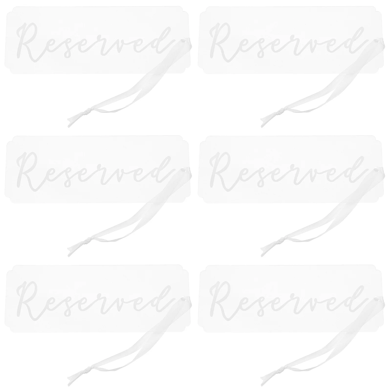 6 Pcs Transparent Seat Card Acrylic Chair Reserved Signs Wedding Tag Decor Hanging