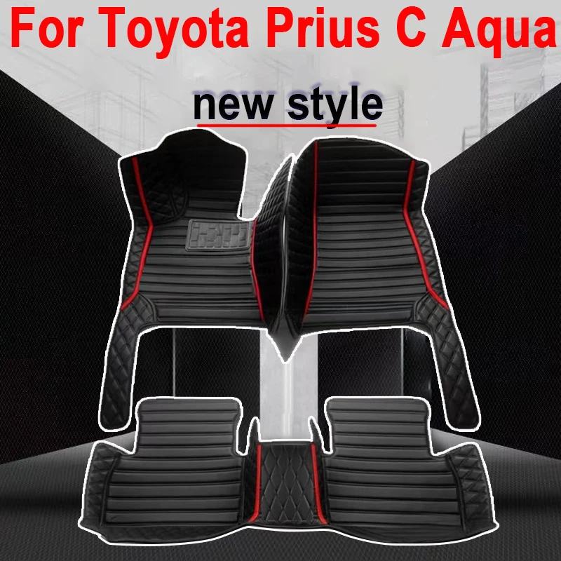 Car Floor Mats For Toyota Prius C Aqua NHP10 2012~ 2019 Carpets Rugs Luxury Leather Mat Rugs Car Accessories 2013 2014 2015 2016