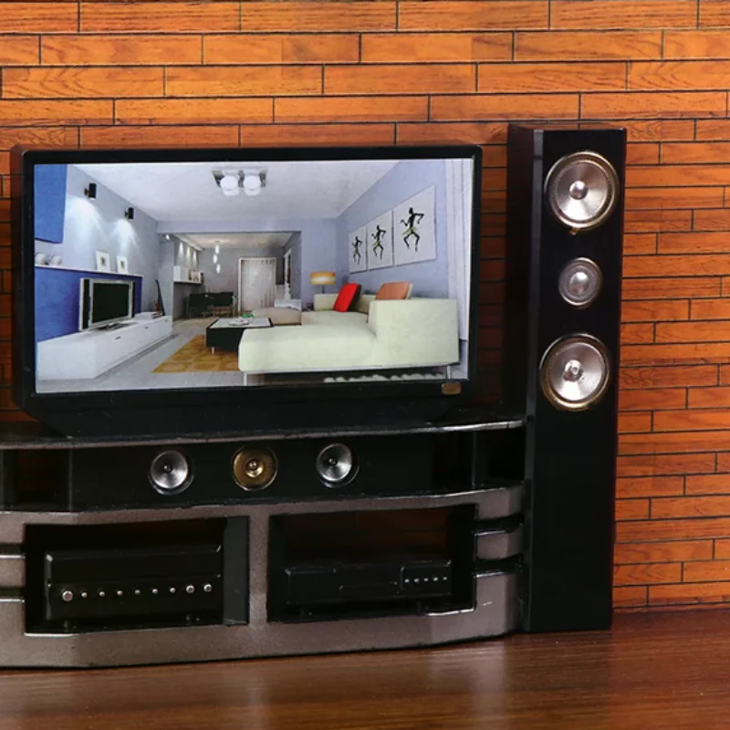 

NEW 1/12 Dollhouse Mini TV Audio Ornament Dollhouse Living Room Furniture Decoration Dolls House Micro Scene Decoration Toys