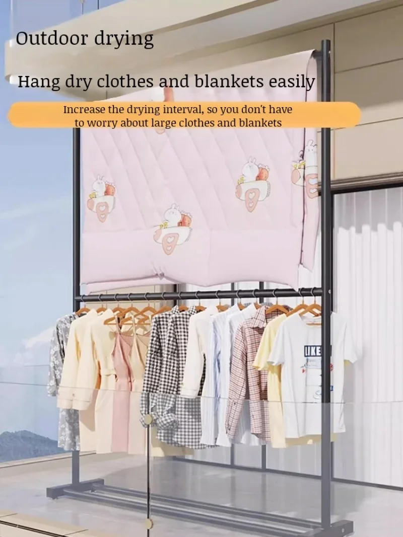 

Household floor coat rack Hanging clothes rack bedroom space shelves Drying racks