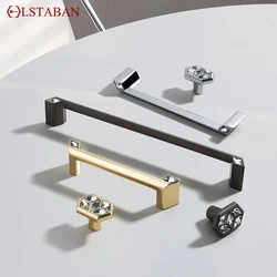Luxury Crystal Handles Drawer Knobs Gold Black Chrome Kitchen Cabinet Handles Wardrobe Door Pulls Furniture Handle Hardware