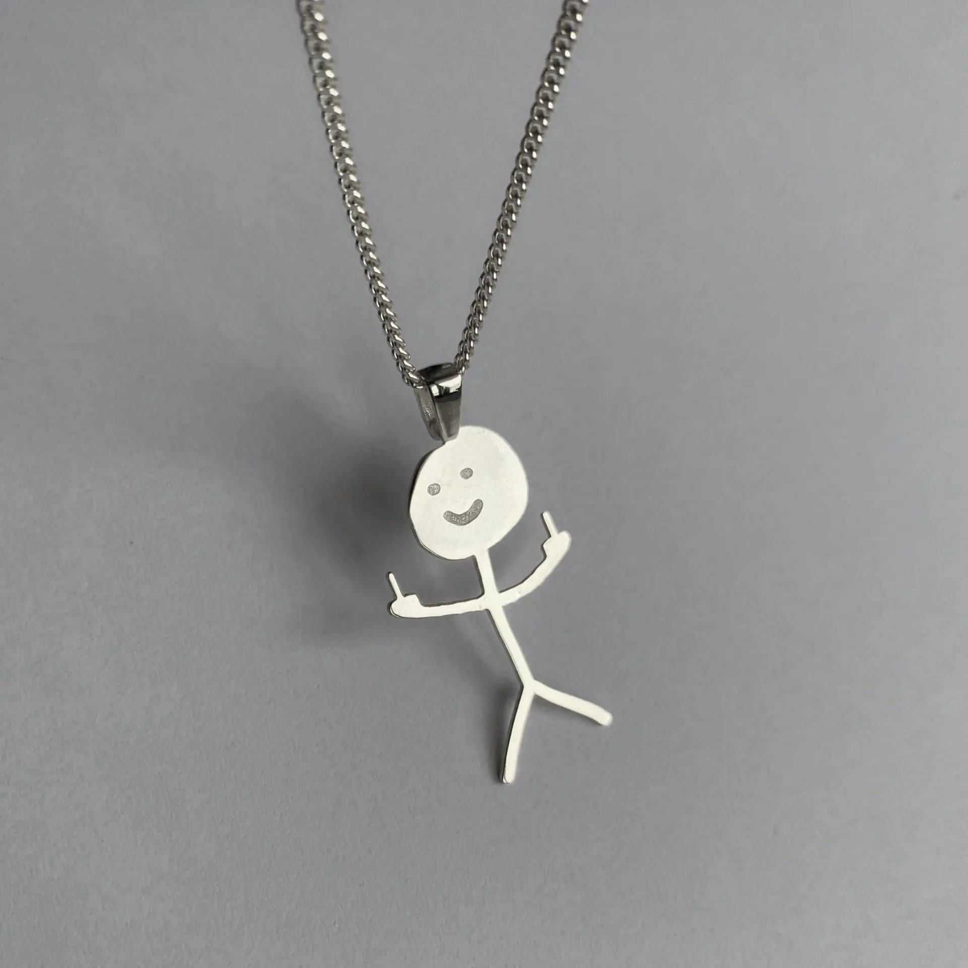 Fashion Fuxk You Mark Doodle Necklace For Men Women SImple Hip Hop Stickman Pendant Necklace Party Trend Christmas Jewelry Gift